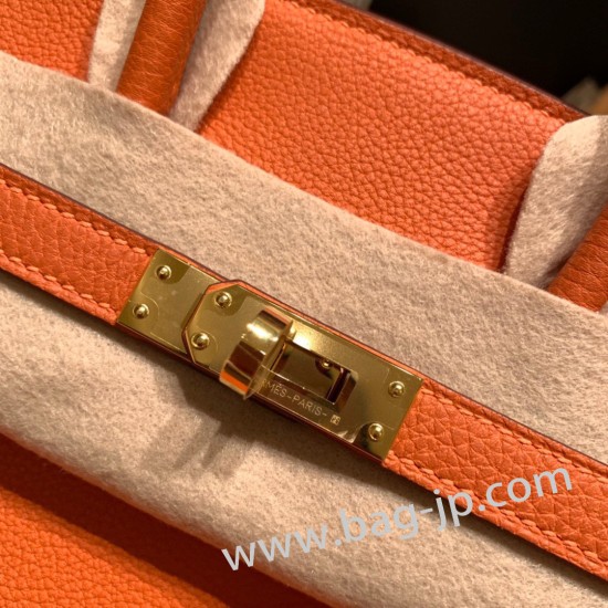 エルメスバーキン 25センチトゴ Togo オレンジ93 /Orangeゴールド金具  全手縫いbirkin25-159