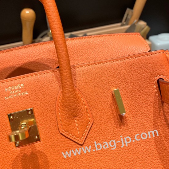 エルメスバーキン 25センチトゴ Togo オレンジ93 /Orangeゴールド金具  全手縫いbirkin25-159