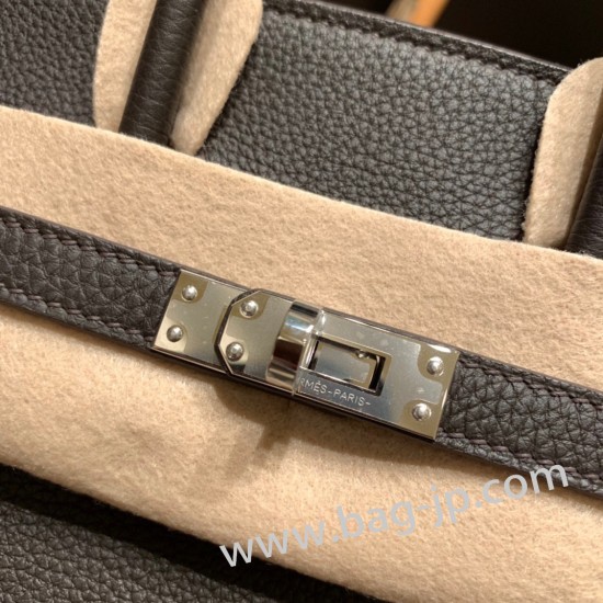 エルメスバーキン 25センチトゴ Togo ゴールド37/Gold & 46 /Ebene シルバー金具 全手縫いbirkin25-160