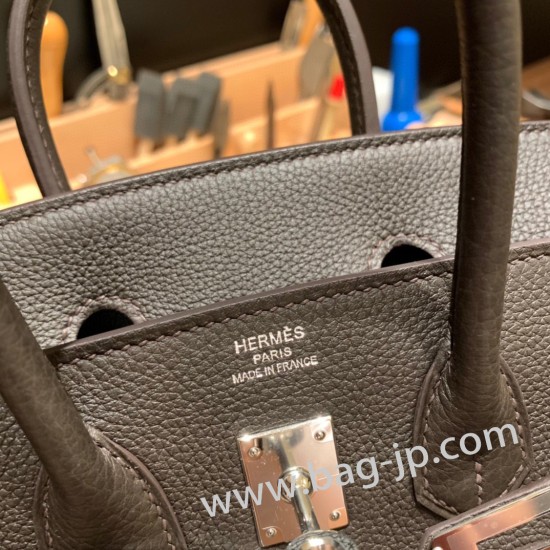 エルメスバーキン 25センチトゴ Togo エベーヌ46/Ebene シルバー金具 全手縫いbirkin25-161