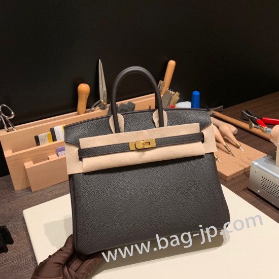 エルメスバーキン 25センチトゴ Togo エベーヌ46/Ebeneゴールド金具  全手縫いbirkin25-162