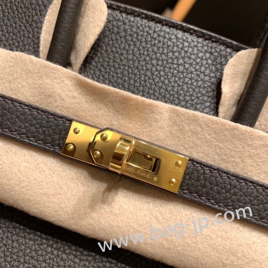 エルメスバーキン 25センチトゴ Togo エベーヌ46/Ebeneゴールド金具  全手縫いbirkin25-162