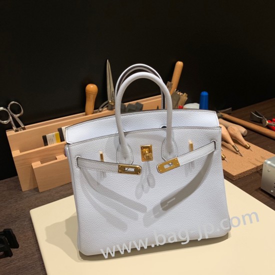 エルメスバーキン 25センチトゴ Togo アズール7R /Azurゴールド金具  全手縫いbirkin25-163