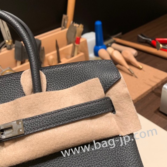 エルメスバーキン 25センチトゴ Togo グラファイト88/ Graphite シルバー金具 全手縫いbirkin25-164