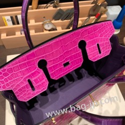 エルメスバーキン 30センチポロサスマットporous Crocodile ローズキャンディ8T/Rose Candyゴールド金具 birkin30-001 全手縫い