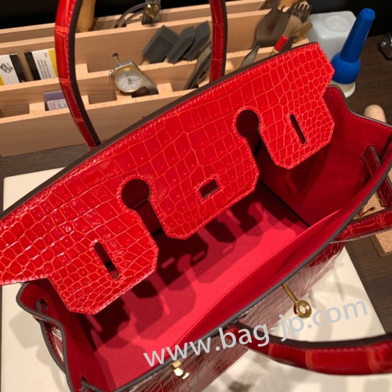 エルメスバーキン 30センチポロサスマットporous Crocodile ブレイズ95 /Braiseゴールド金具 birkin30-003 全手縫い