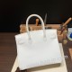 エルメスバーキン 30センチヴォーエプソン Epsom 01/White (Blanc) ホワイトゴールド金具 birkin30-025 全手縫い