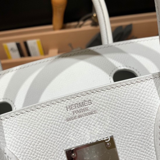 エルメスバーキン 30センチヴォーエプソン Epsom 01/White (Blanc) ホワイトゴールド金具 birkin30-025 全手縫い