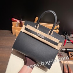 エルメスバーキン 30センチヴォーエプソン Epsom 89/Black (Noir) ブラックシルバー金具 birkin30-026 全手縫い