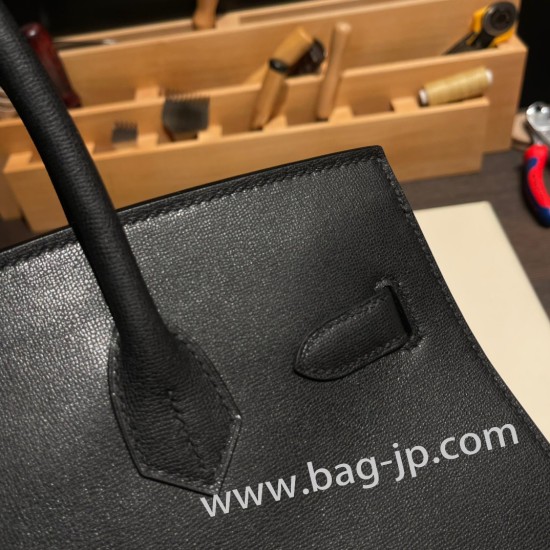 エルメスバーキン 30センチヴォーエプソン Epsom 89/Black (Noir) ブラックシルバー金具 birkin30-026 全手縫い