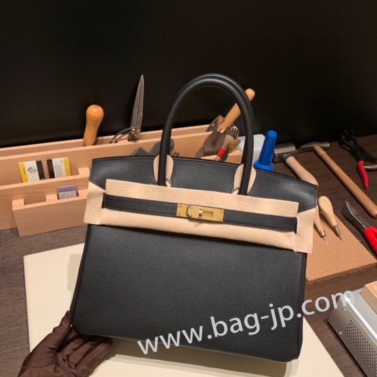 エルメスバーキン 30センチトゴ Togo 89/Black (Noir) ブラックゴールド金具 birkin30-032 全手縫い