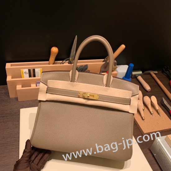 エルメスバーキン 30センチトゴ Togo 18/Étoupe Grey エトゥープゴールド金具 birkin30-035 全手縫い