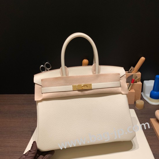 エルメスバーキン 30センチトゴ Togo 10/ Craie クレゴールド金具 birkin30-045 全手縫い