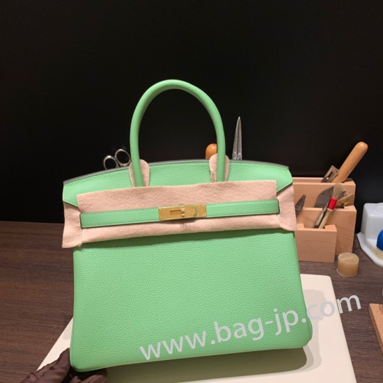 エルメスバーキン 30センチトゴ Togo 3I/Vert Criquet  ヴェールクリケットゴールド金具 birkin30-055 全手縫い