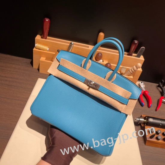 エルメスバーキン 30センチトゴ Togo P3/Blue du Nord ブルーノールシルバー金具 birkin30-064 全手縫い