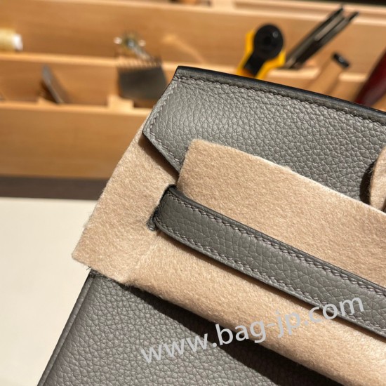 エルメスバーキン 30センチトゴ Togo 0L/ Gris Meyer グリメイヤーシルバー金具 birkin30-076 全手縫い