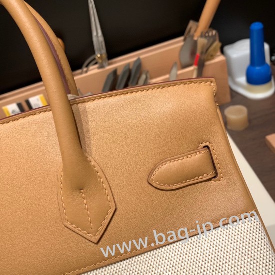 エルメスバーキン 30センチトゴ Togo 1K /Bambou & 37/ Gold バンブー x ゴールドシルバー金具 birkin30-081 全手縫い