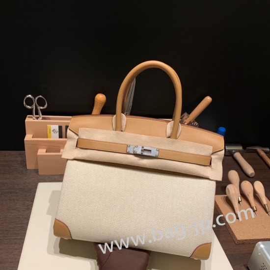 エルメスバーキン 30センチトゴ Togo 4B/Biscuit ビスキュイシルバー金具 birkin30-082 全手縫い