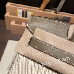 エルメスバーキン 30センチスイフト swift & Canvasswift & Canvas エトゥープシルバー金具 birkin30-084 全手縫い