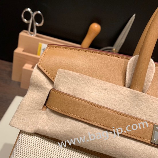 エルメスバーキン 30センチスイフト swift & Canvas4B/Biscuit ビスキュイゴールド金具 birkin30-086 全手縫い