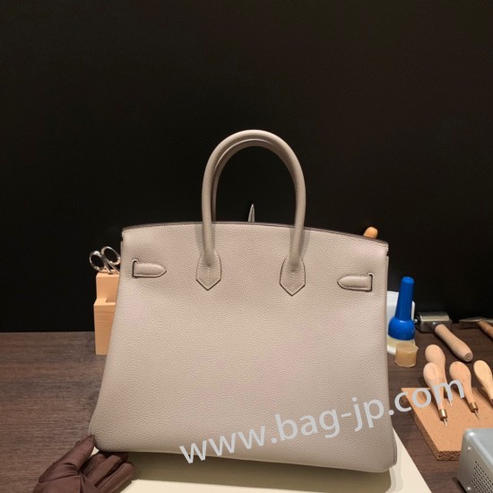 エルメスバーキン 35センチ トゴ Togo  M8/Gris Asphalt グリアスファルト シルバー金具  birkin35-001 全手縫い