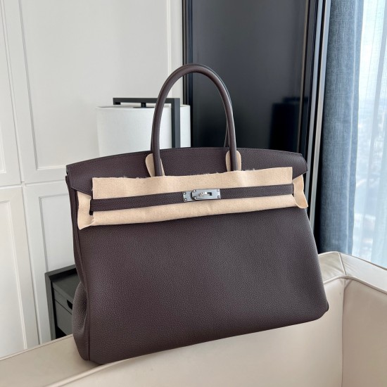 バーキン 40 Birkin40cm 46/ Ebene  エベーヌ，トゴ togo，シルバー金具全手縫い