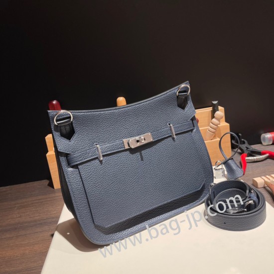 エルメス ジプシエール 28 Jypsiere 28 トリヨンクレマンス Clemence 2Z/Blue nuit ブルーニュイ シルバー金具  Jypsiere-004 全手縫い