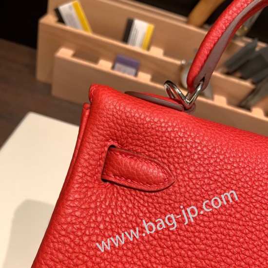 エルメス ケリー25cm togo トゴ  ルージュクー S3/Rouge Cœur シルバー金具  kelly25-039 全手縫い