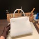 エルメス ケリー25cm 外縫い swift  ホワイト 01 /White (Blanc) シルバー金具  kelly25-047 全手縫い