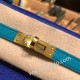 エルメス ケリー25cm 外縫い ヴォーエプソン Epsom  ブルーエレクトリック 7T /Blue Electric & ブルーパオン 7F /Blue Paon ゴールド金具  kelly25-063 全手縫い