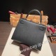 エルメス ケリー25cm 外縫い ヴォーエプソン Epsom  ブラック 89 /Black (Noir) シルバー金具  kelly25-066 全手縫い