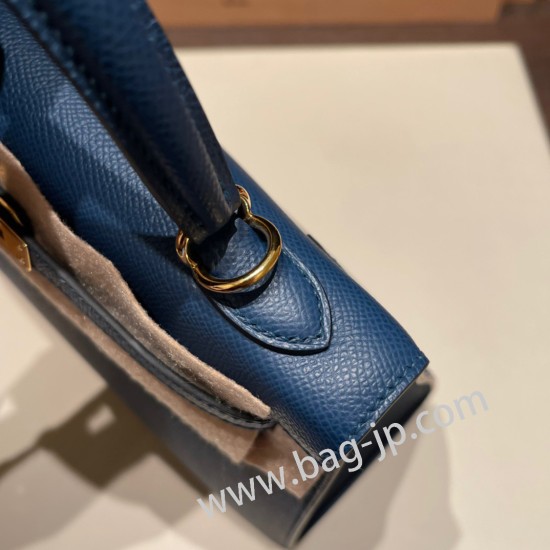 エルメス ケリー25cm 外縫い ヴォーエプソン Epsom  ディープブルー S4 /Deep Blue ゴールド金具  kelly25-082 全手縫い