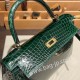 エルメス ケリー 28cm Kelly 28cm  Shiny Crocodile  ヴェールフォンセ 67 /Vert Fonce  ゴールド金具  kelly28-009 全手縫い