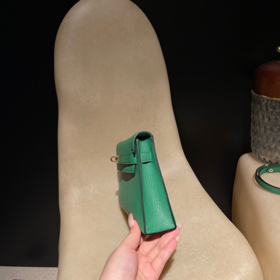 エルメス ショルダーバッグ レディース HERMES ケリー エラン Elan  シェブルミゾル Chevre シェブルミゾル Chevre U4/Vert Vertigo ヴェールヴェルティゴ kellyelan-016 全手縫い