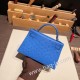 エルメスケリーミニ Kelly bag miniMini Kelly New stock  オーストリッチ ostrich ミコノス 7Q/ Mykonos シルバー金具 kellymini-014 全手縫い