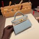 エルメスケリーミニ Kelly bag miniMini Kelly New stock  オーストリッチ ostrich ブルーラン J7 /Blue Lin   ゴールド金具   kellymini-019 全手縫い