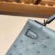 エルメスケリーミニ Kelly bag miniMini Kelly New stock  オーストリッチ ostrich ブルーラン J7 /Blue Lin   ゴールド金具   kellymini-019 全手縫い