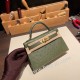 エルメスケリーミニ Kelly bag miniMini Kelly New stock  オーストリッチ ostrich カノピ V6/ /Canope & ヴェールマキ G8 /Vert Maquis ゴールド金具 kellymini-024 全手縫い