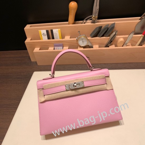 エルメスケリーミニ Kelly bag miniMini Kelly New stock  シェブルミゾル  Chevre モーヴシルベストル X9 /Mauve Sylvestre シルバー金具 kellymini-038 全手縫い