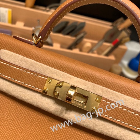 エルメスケリーミニ Kelly bag miniMini Kelly New stock  ヴォーエプソン Epsom ゴールド 37 /Gold ゴールド金具 kellymini-041 全手縫い