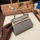 エルメスケリーミニ Kelly bag miniMini Kelly New stock  ヴォーエプソン Epsom グリメイヤー 0L/ Gris Meyer シルバー金具 kellymini-075 全手縫い