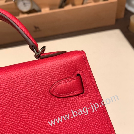 エルメスケリーミニ Kelly bag miniMini Kelly New stock  ヴォーエプソン Epsom ローズエクストリーム I6 /Rose Extreme シルバー金具 kellymini-085 全手縫い