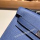 エルメス両面ケリー 不規則なデザイン ヴォーエプソン 7E/Blue Brighton  ブルーブライトン シルバー金具  kelly-new-007 全手縫い