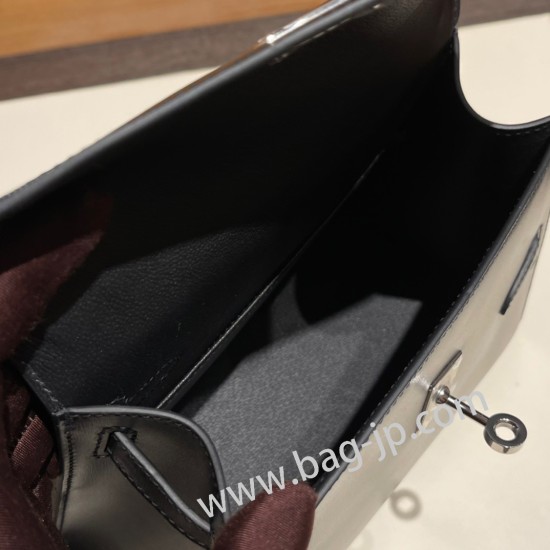 エルメス両面ケリー 不規則なデザイン ボックスカーフ box 89/Black (Noir) ブラック シルバー金具  kelly-new-011 全手縫い