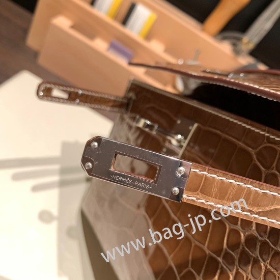 エルメス ポシェットケリー kelly pochette  Crocodile フィセル 17 / Ficelle シルバー金具 Pochette--004 全手縫い