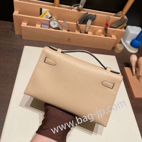 エルメス ポシェットケリー kelly pochette  Epsom ヴォーエプソン トレンチ S2/Trench ゴールド金具 Pochette--008 全手縫い