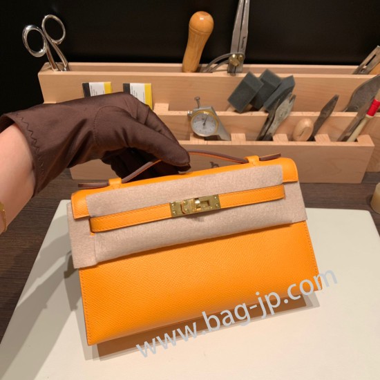 エルメス ポシェットケリー kelly pochette  Epsom ヴォーエプソン ソレイユ 9H/Soleil ゴールド金具 Pochette--016 全手縫い