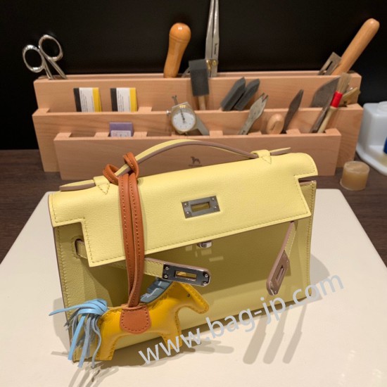 エルメス ポシェットケリー kelly pochette  swift スイフト ジョーヌプッサン 1Z /Jaune Poussin  シルバー金具 Pochette--032 全手縫い