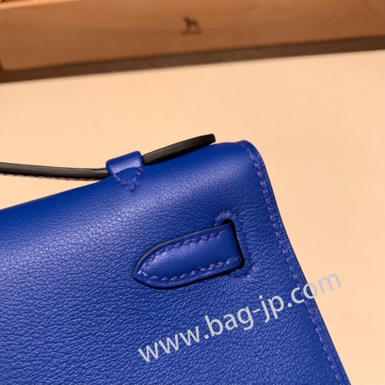 エルメス ポシェットケリー kelly pochette  swift スイフト ブルーエレクトリック 7T/ Blue Electric シルバー金具 Pochette--040 全手縫い