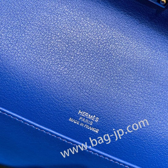 エルメス ポシェットケリー kelly pochette  swift スイフト ブルーエレクトリック 7T/ Blue Electric シルバー金具 Pochette--040 全手縫い